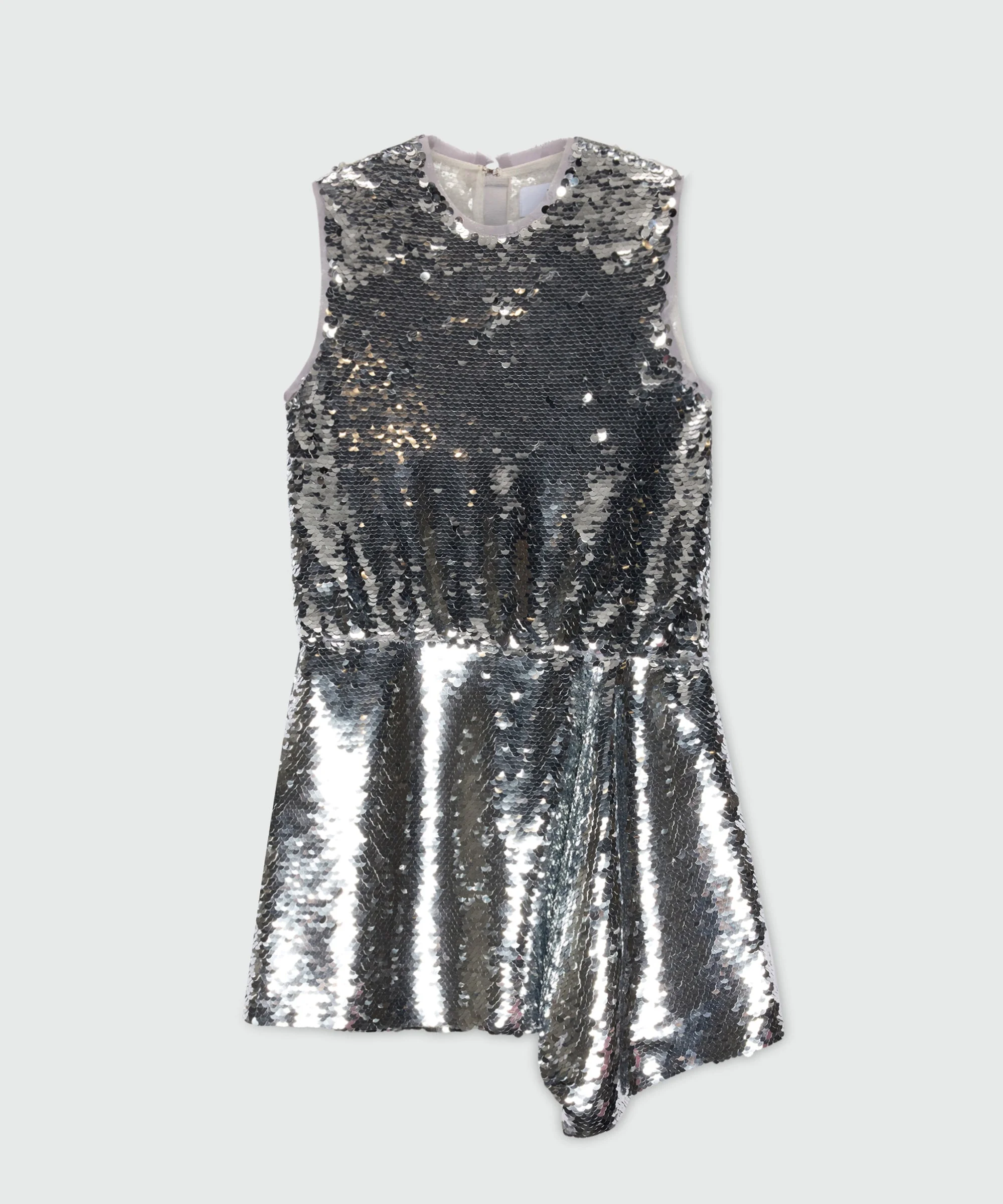Silver asymmetrical sequin dress. - 1