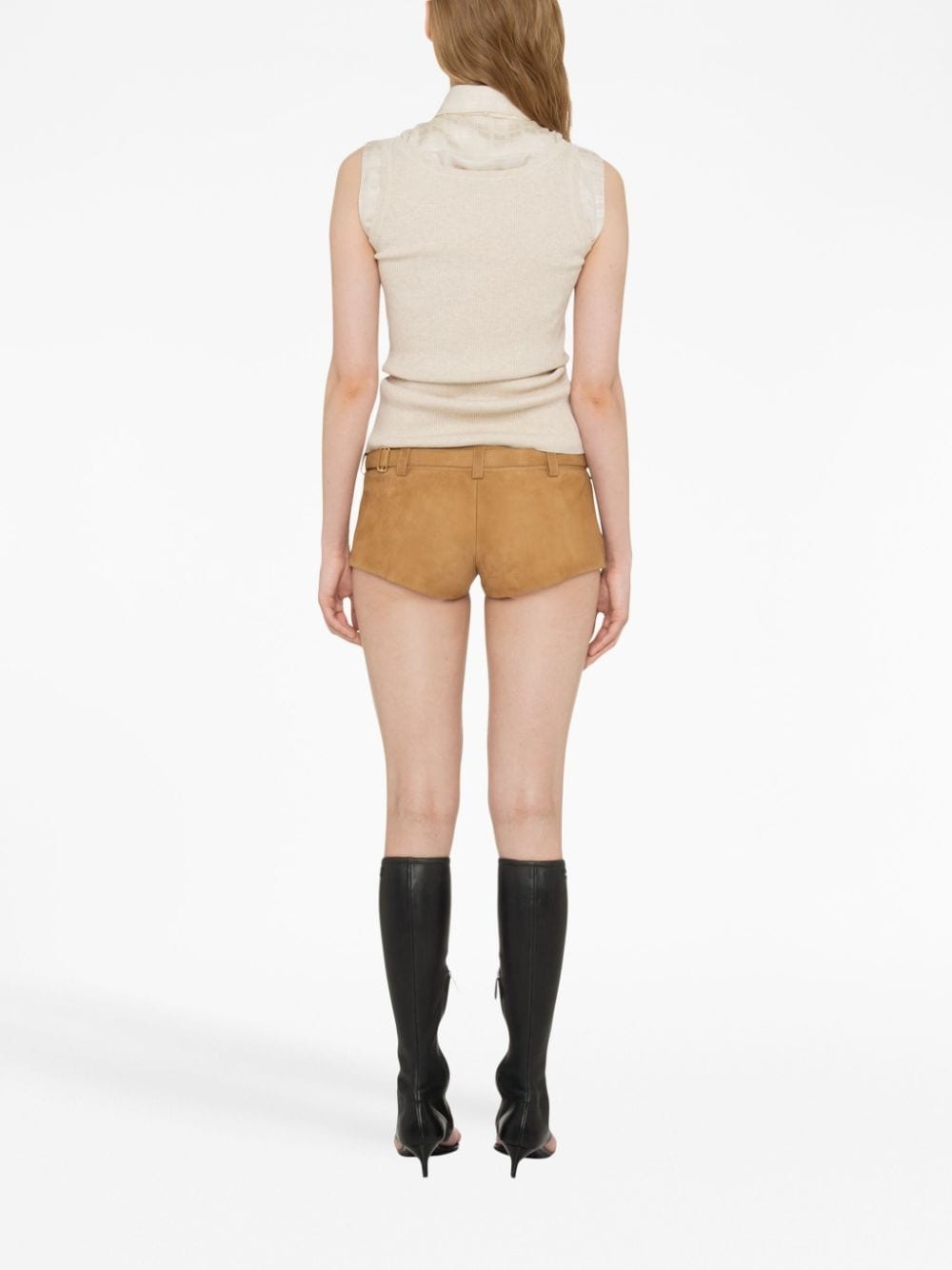 belted suede shorts - 4