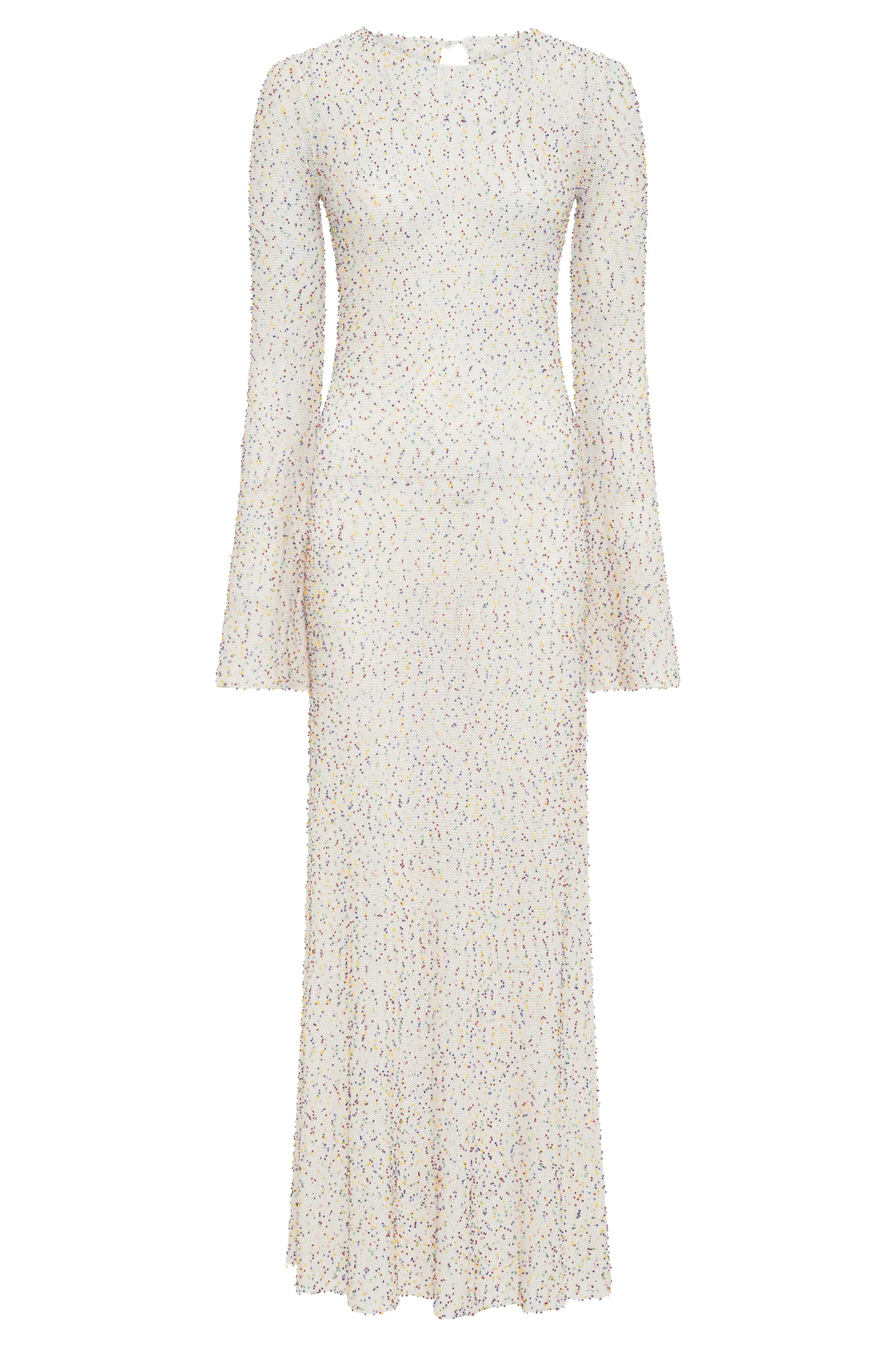Chandra Knit Maxi Dress in Ivory Multi Beaded Cashmere Silk - 1