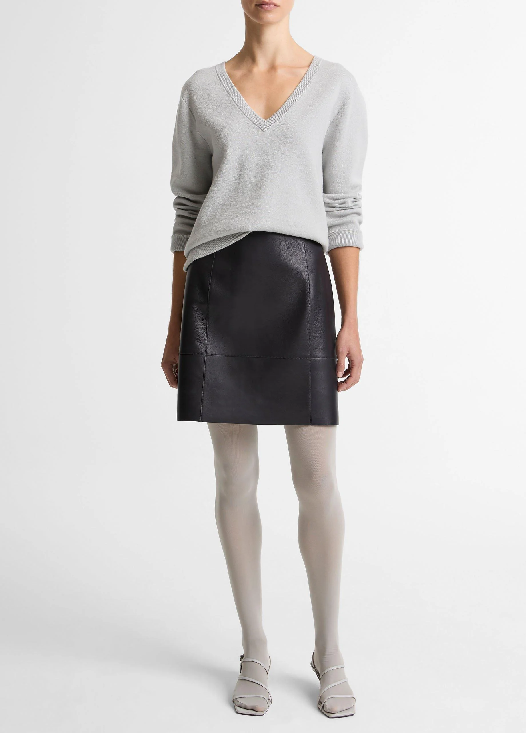 Bonded Leather Mid-Rise Skirt - 1