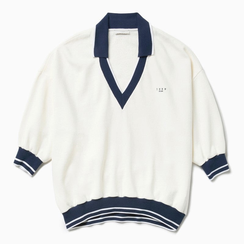 1989 STUDIO - 1989 STUDIO JP V-neck sweatshirt white - 1