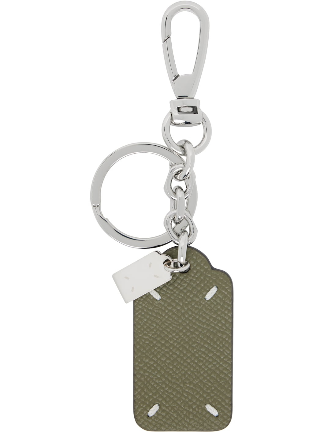 Silver & Khaki Double Tag Small Keychain - 2