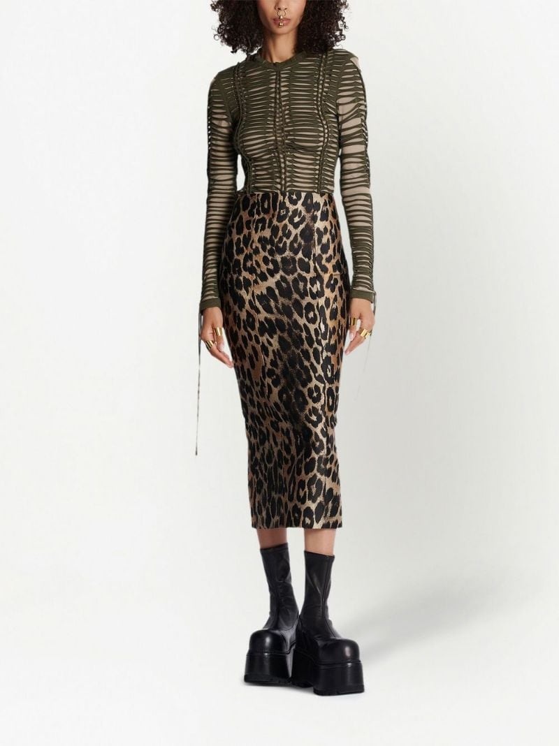 leopard-print straight skirt - 2