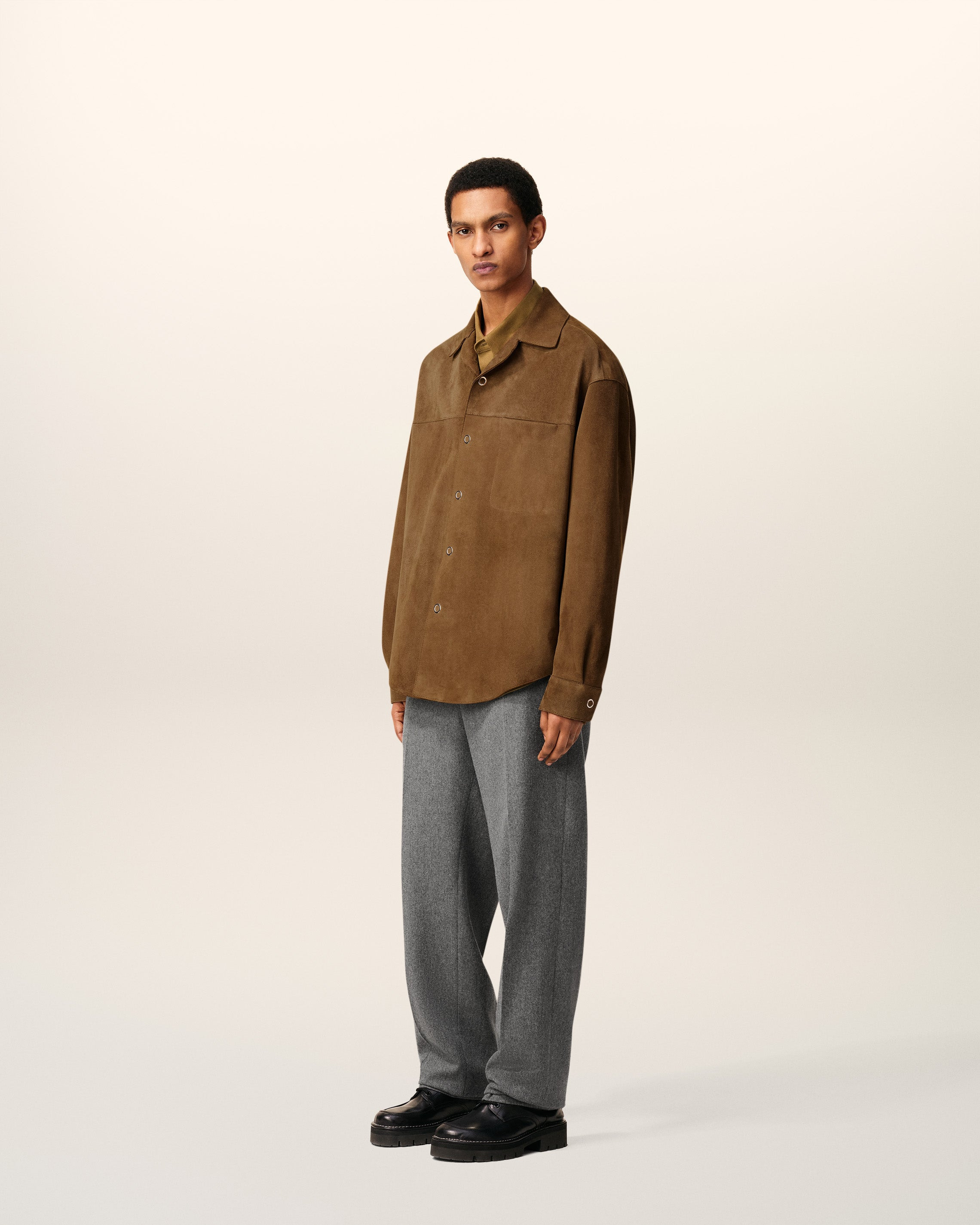 BROWN LEATHER OVERSHIRT - 6