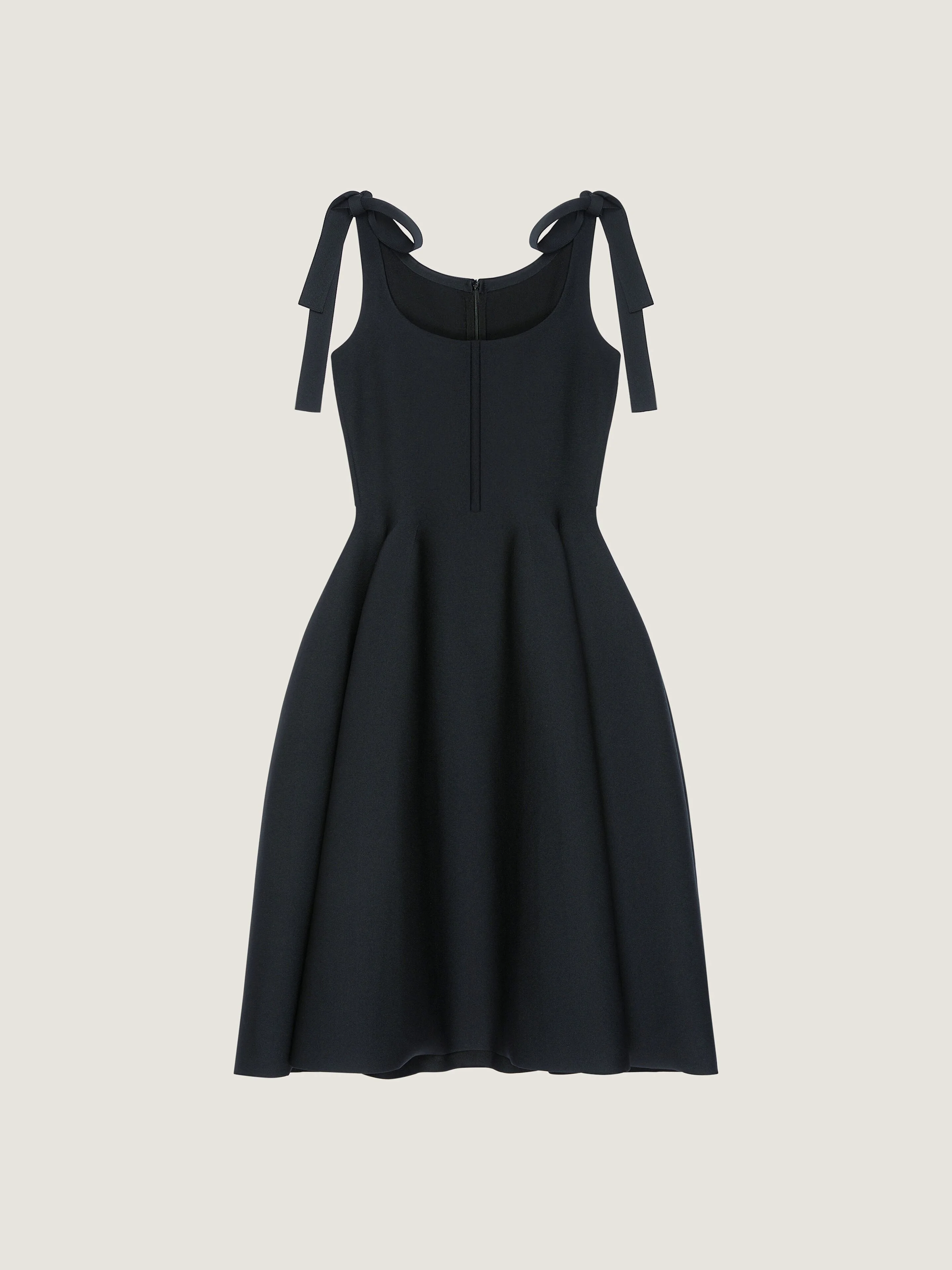 MIDI DRESS IN COMPACT KNIT WITH BOWS - 1