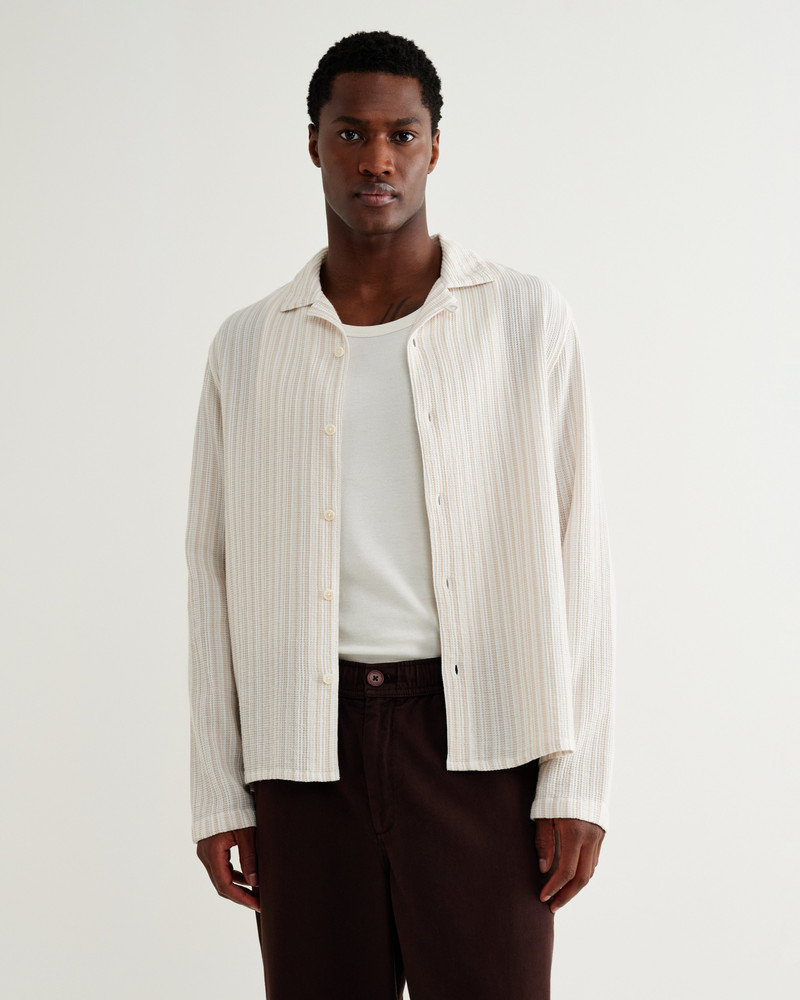 Wax London Corey - Natural Cotton Twisted Stripe Shirt outlook