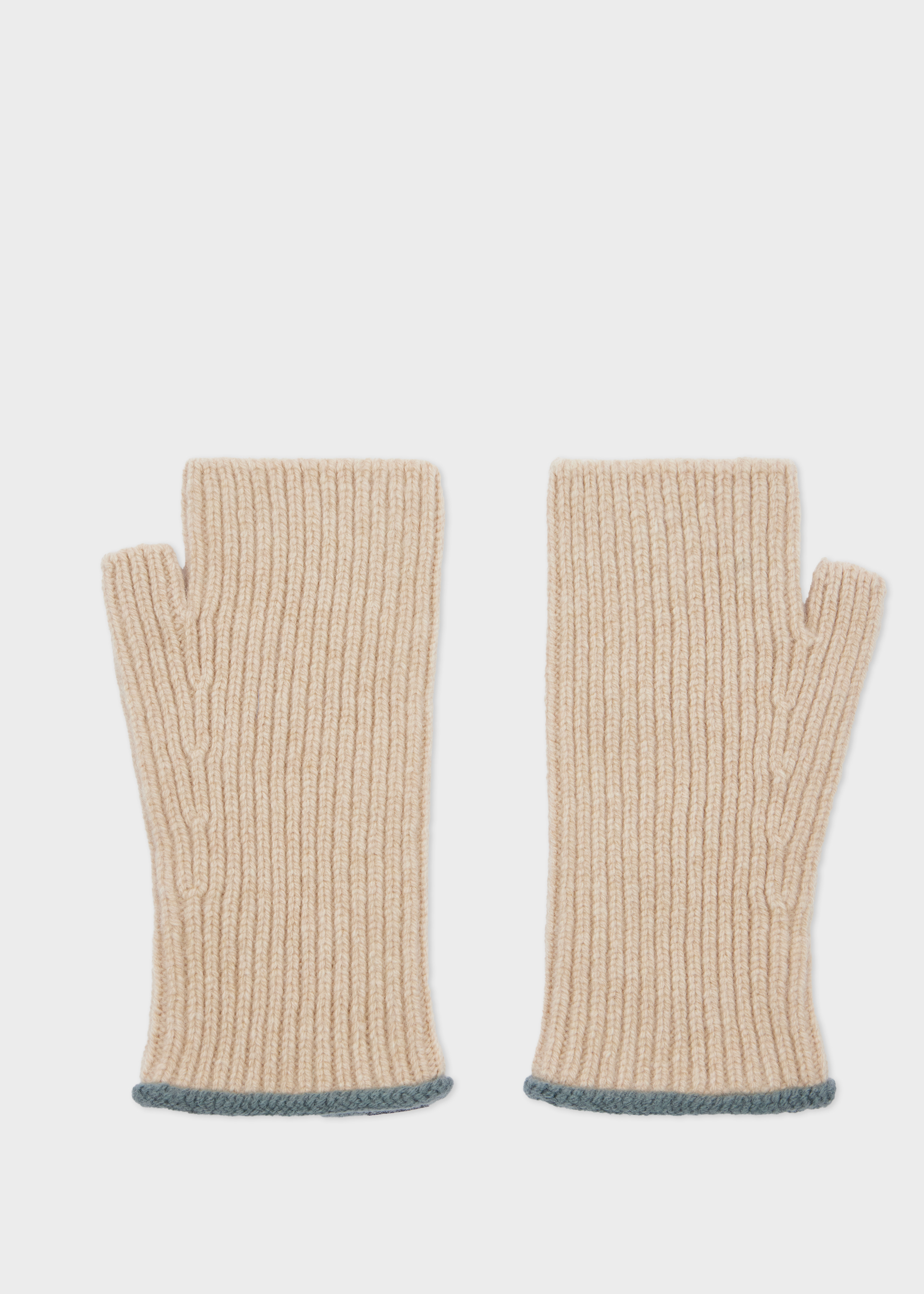 Women's Lambswool Cream Fingerless Gloves - 2
