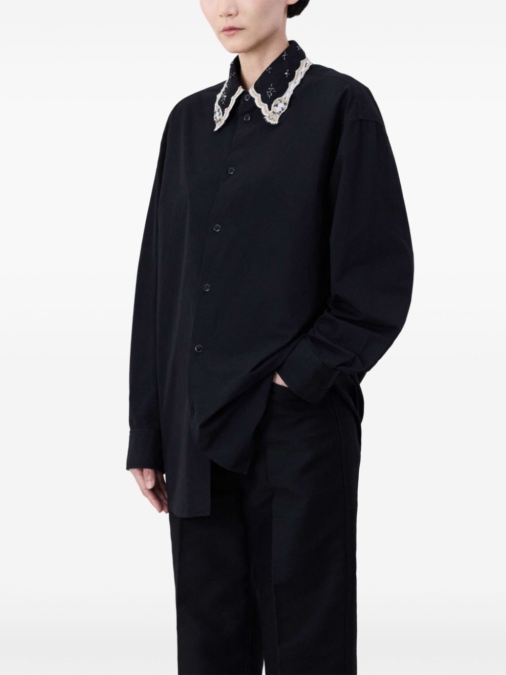 embroidered collar shirt - 3