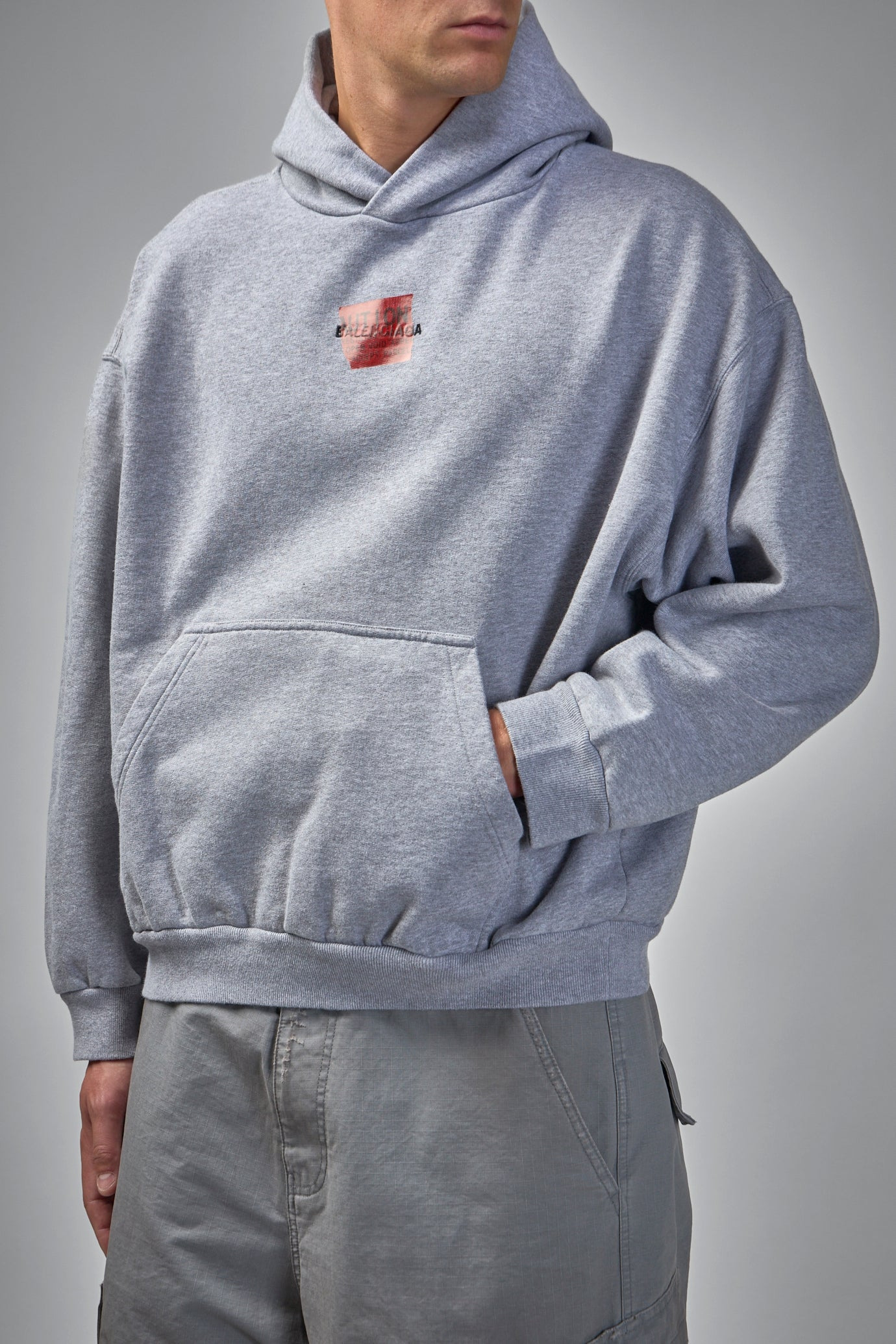 Tape Type Ripped Pocket Hoodie - 4