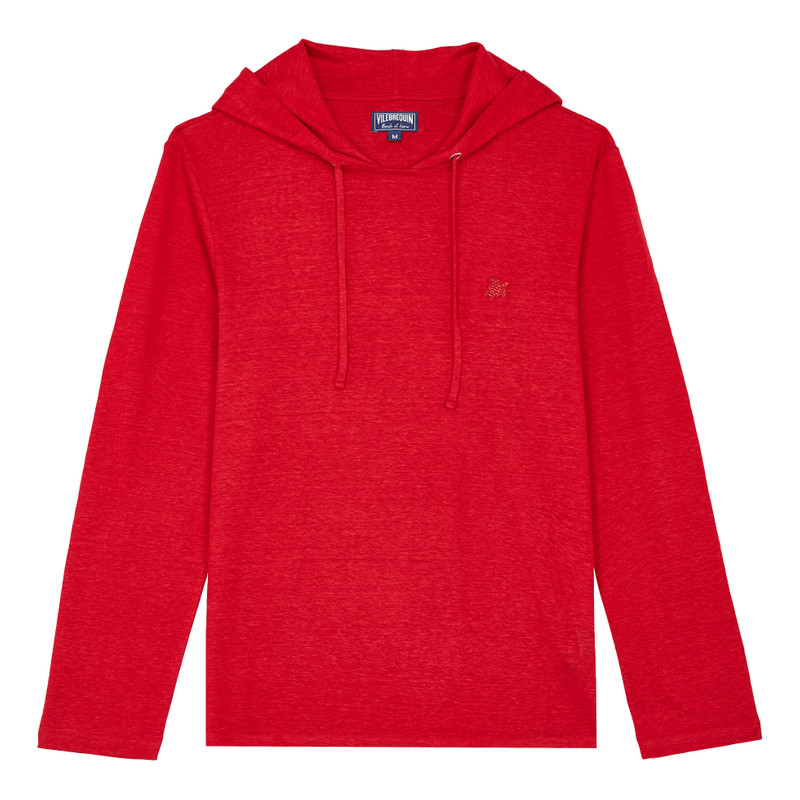 Men Linen Long-sleeves Hoodie T-shirt 1