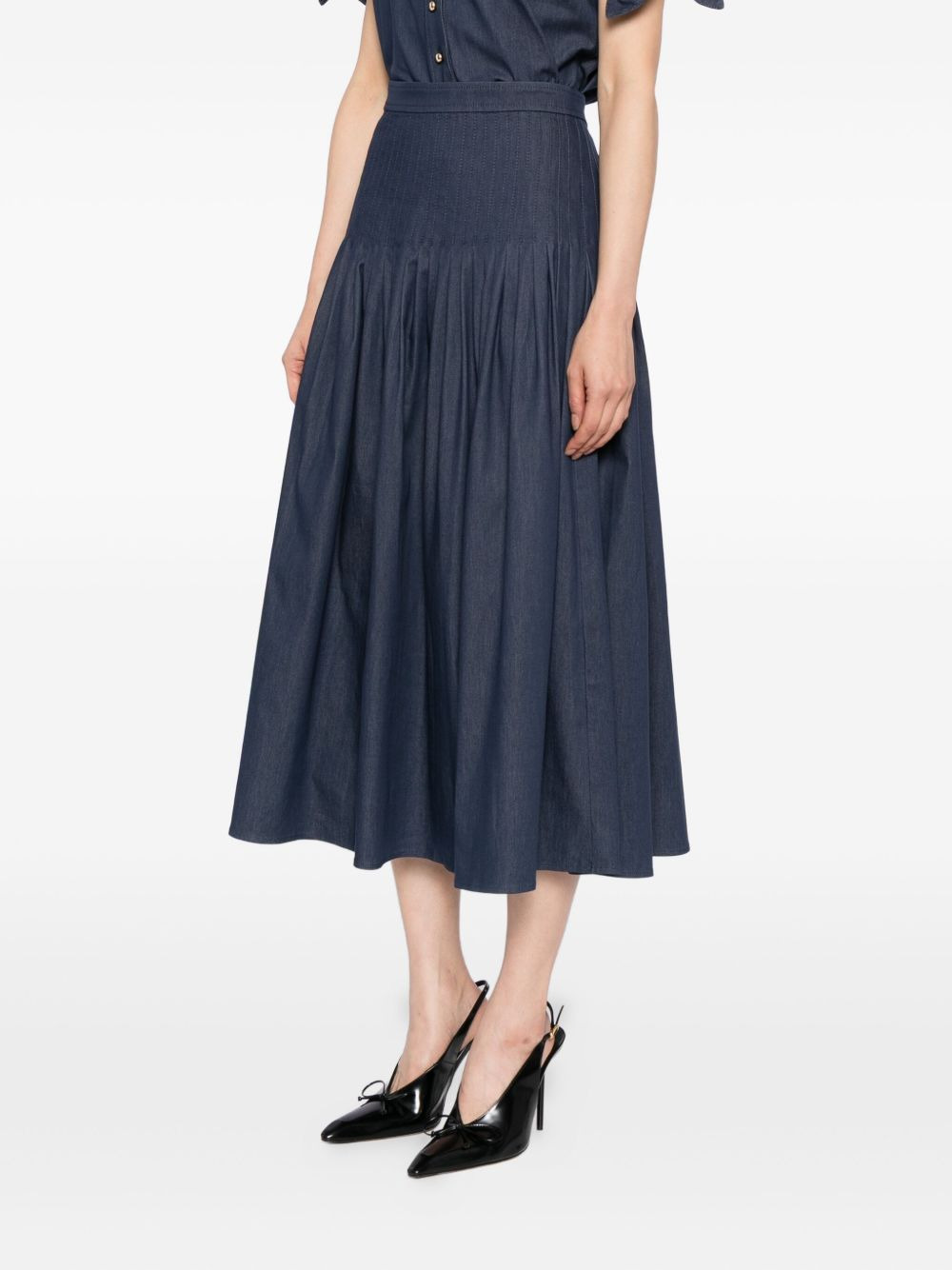 pleated denim skirt - 3