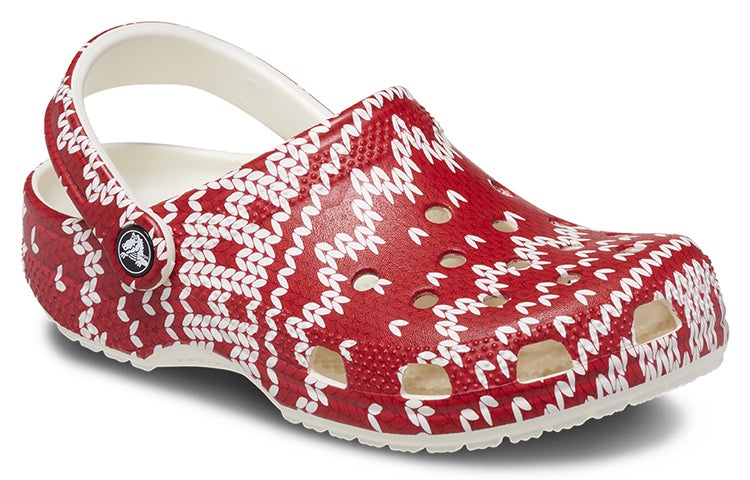(WMNS) Crocs Classic Holiday Sweater Graphic 'Red White' 209237-90H - 4