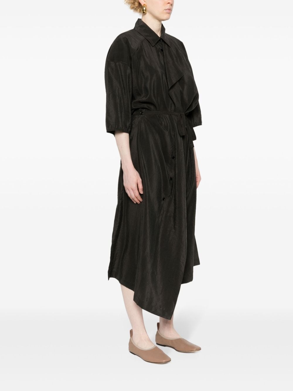 short-sleeve midi shirtdress - 3