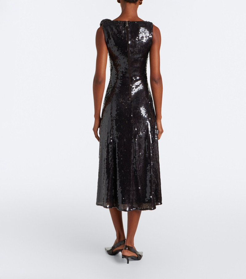 Floral-appliqué sequined cocktail dress 6