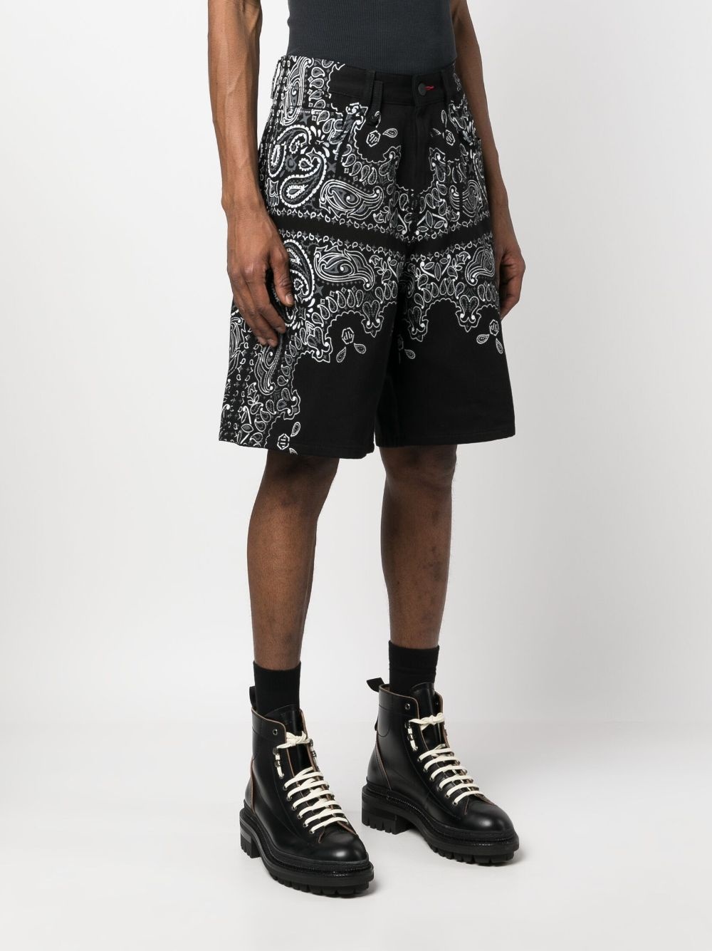 paisley-print denim bermuda shorts - 3