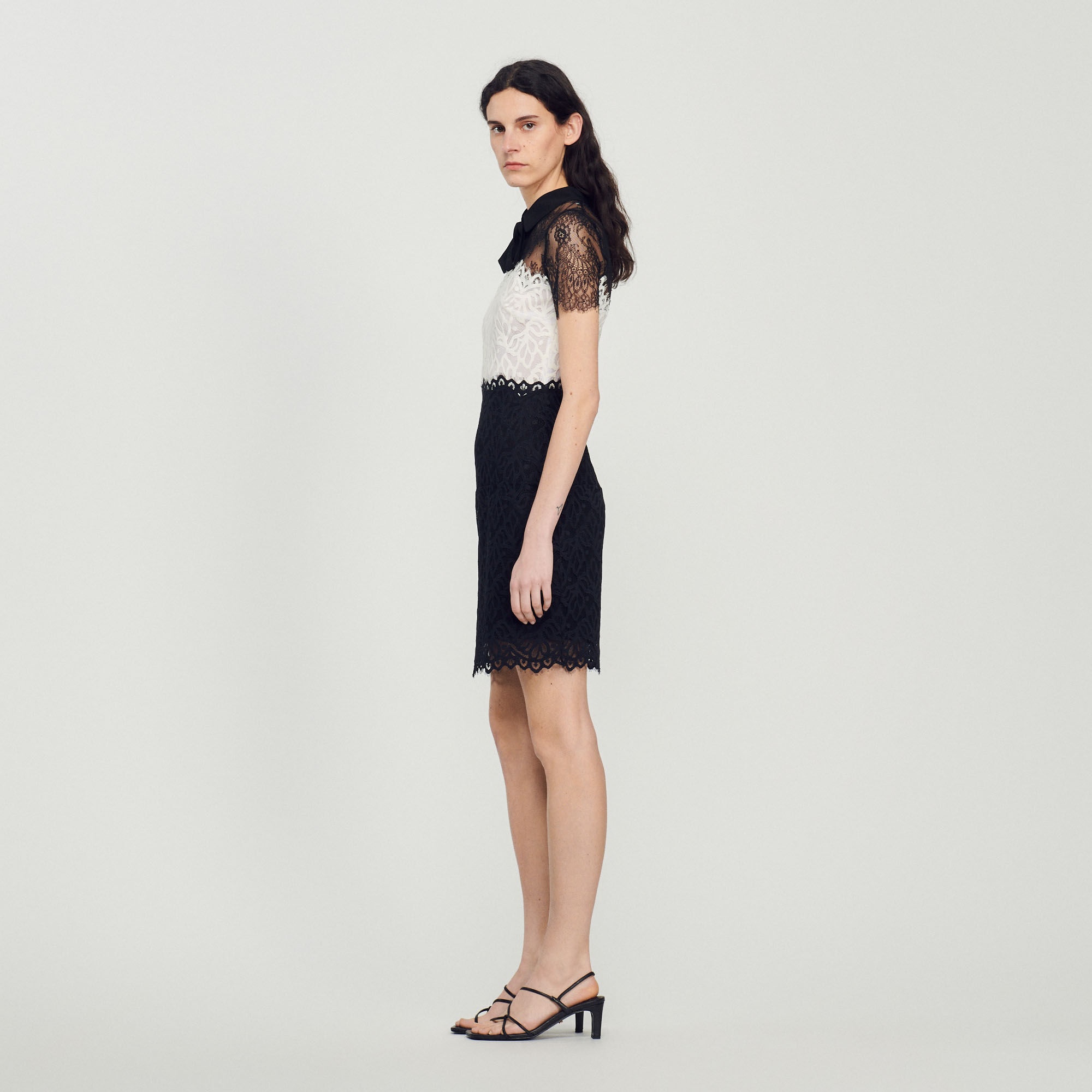 sandro TWO-TONE LACE DRESS - SFPRO00765_11 | REVERSIBLE
