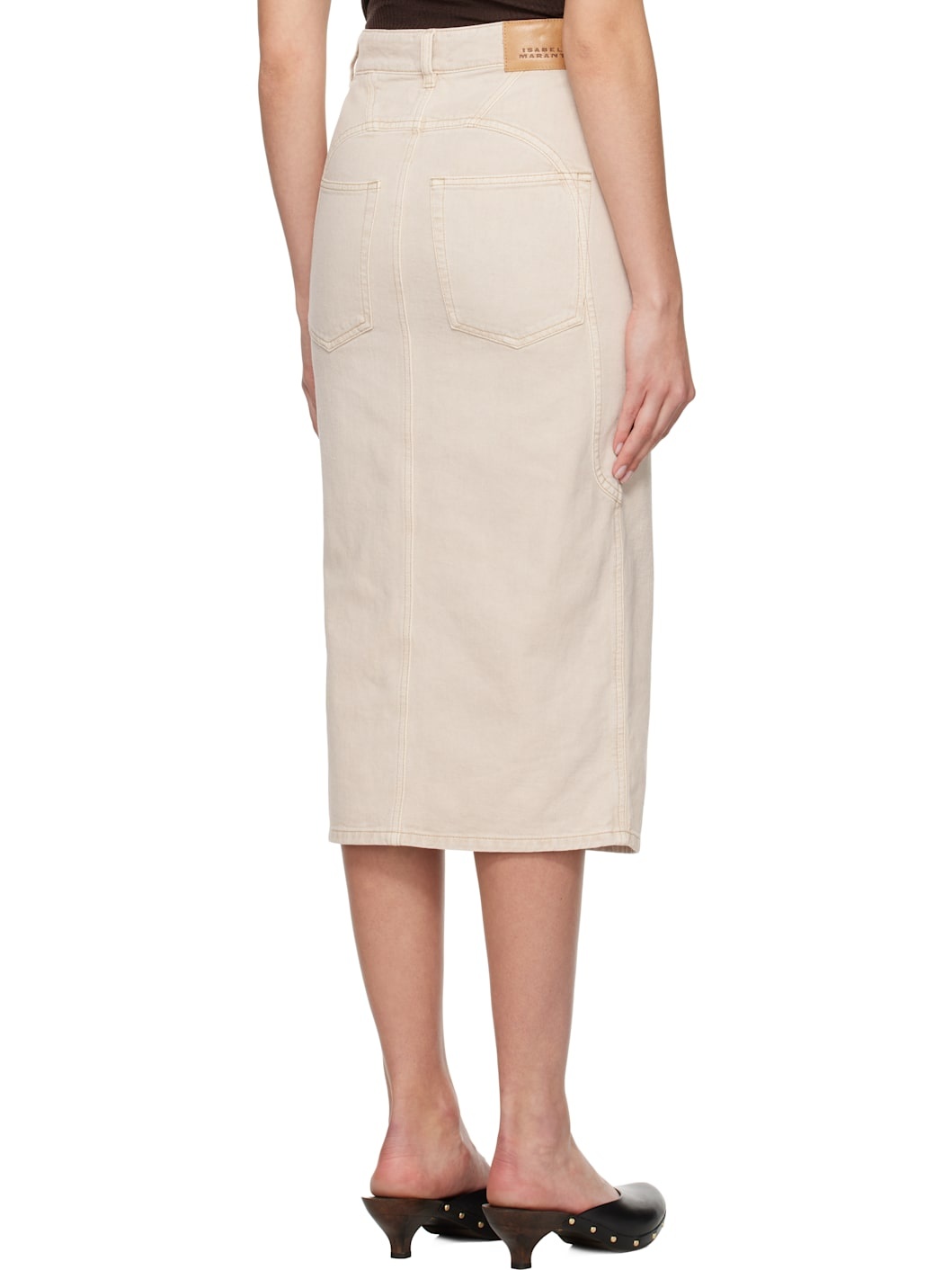 Beige Britt Denim Midi Skirt - 3