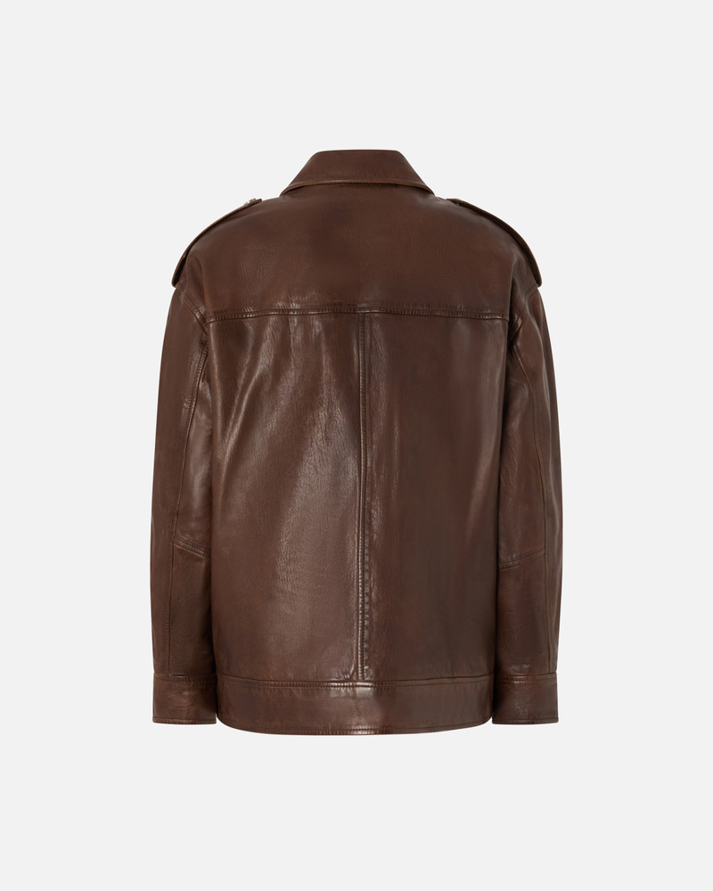 PINKO WASHED LEATHER JACKET WITH COLLAR outlook