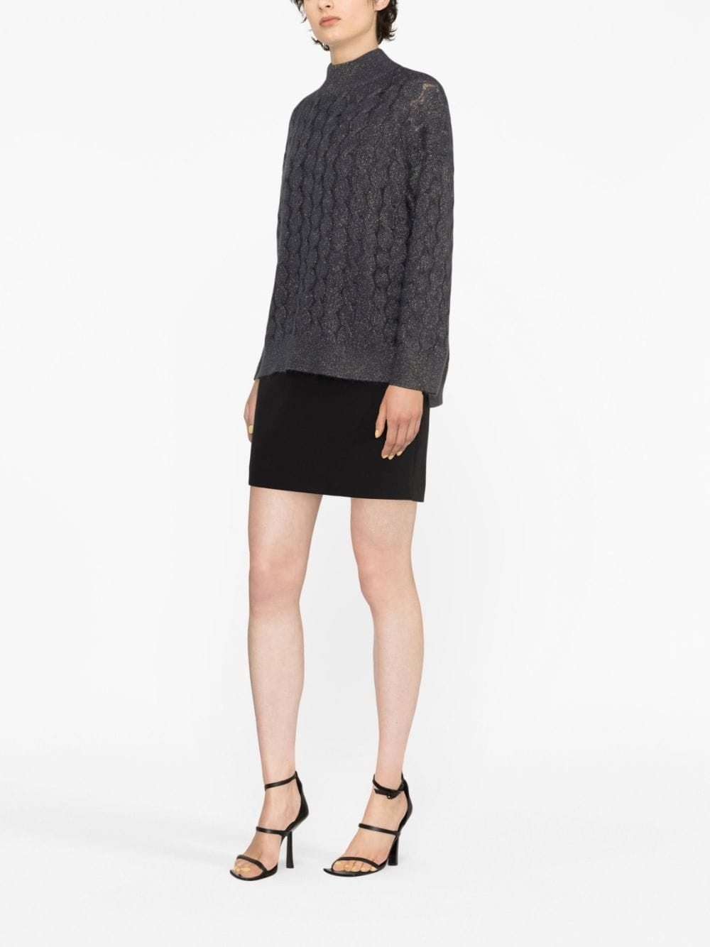 cable-knit lurex jumper - 4