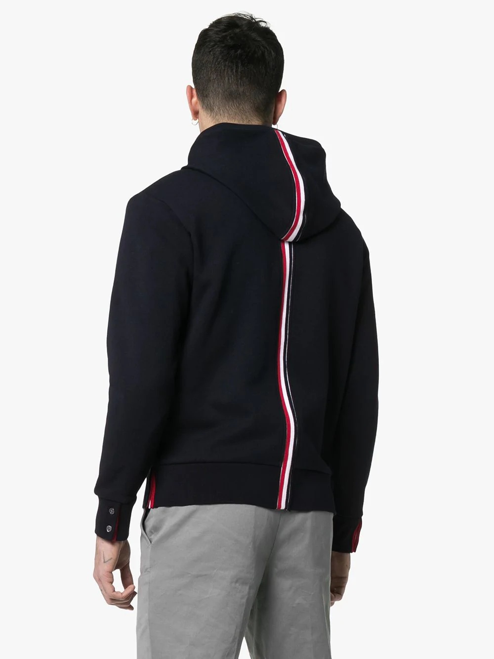Center-Back Stripe Loopback Hoodie - 4