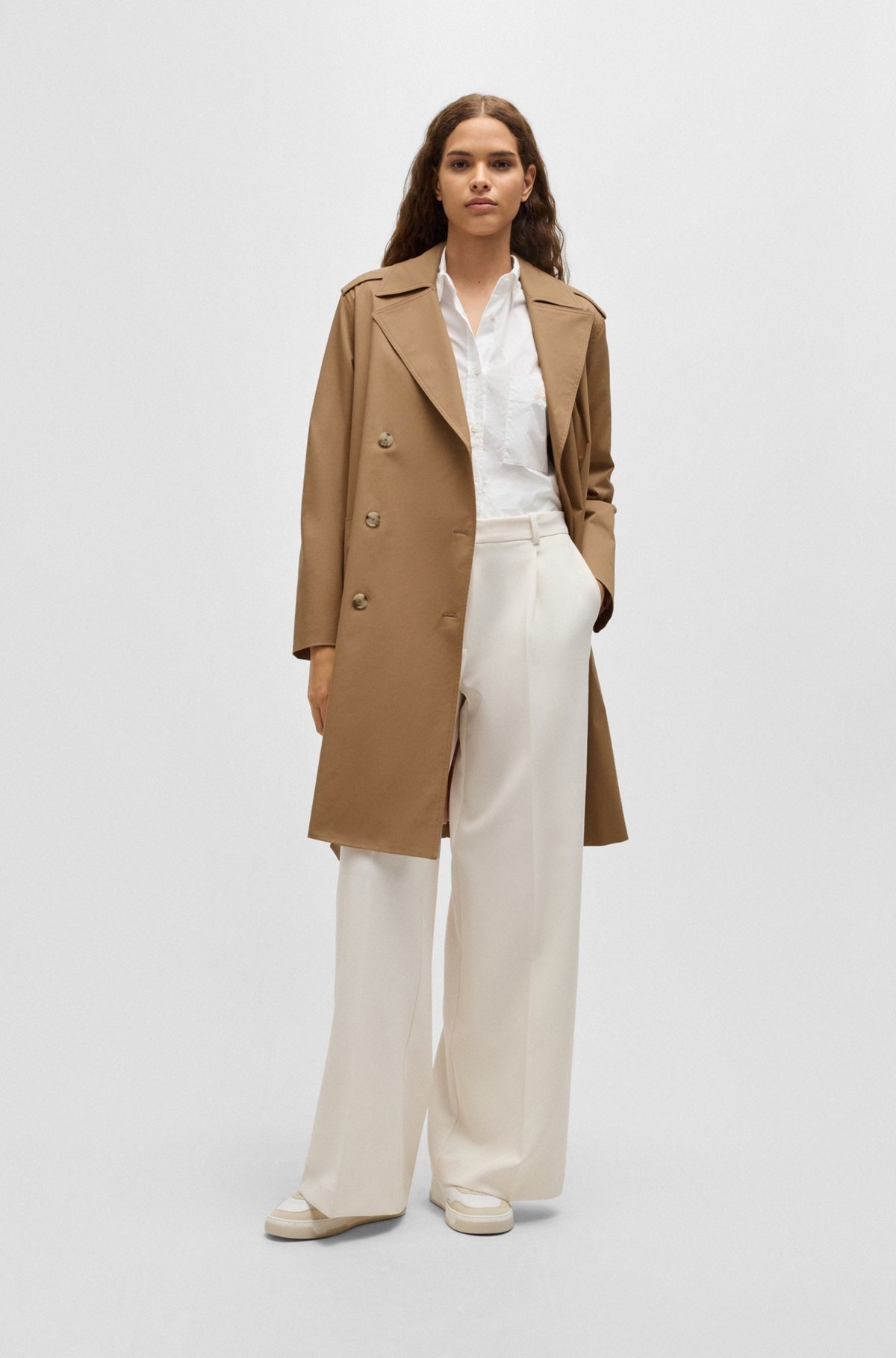 WATER-REPELLENT TRENCH COAT IN STRETCH-COTTON GABARDINE - 3