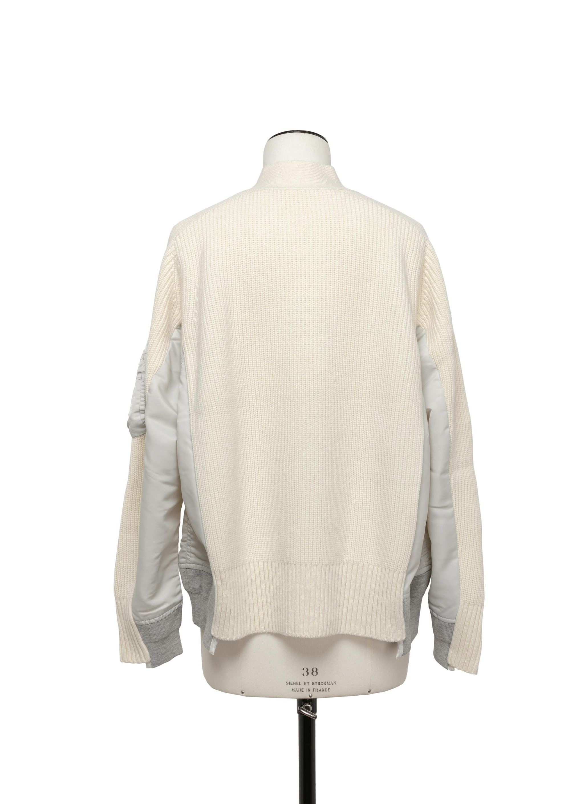 Wool Knit x Nylon Twill Cardigan - 3