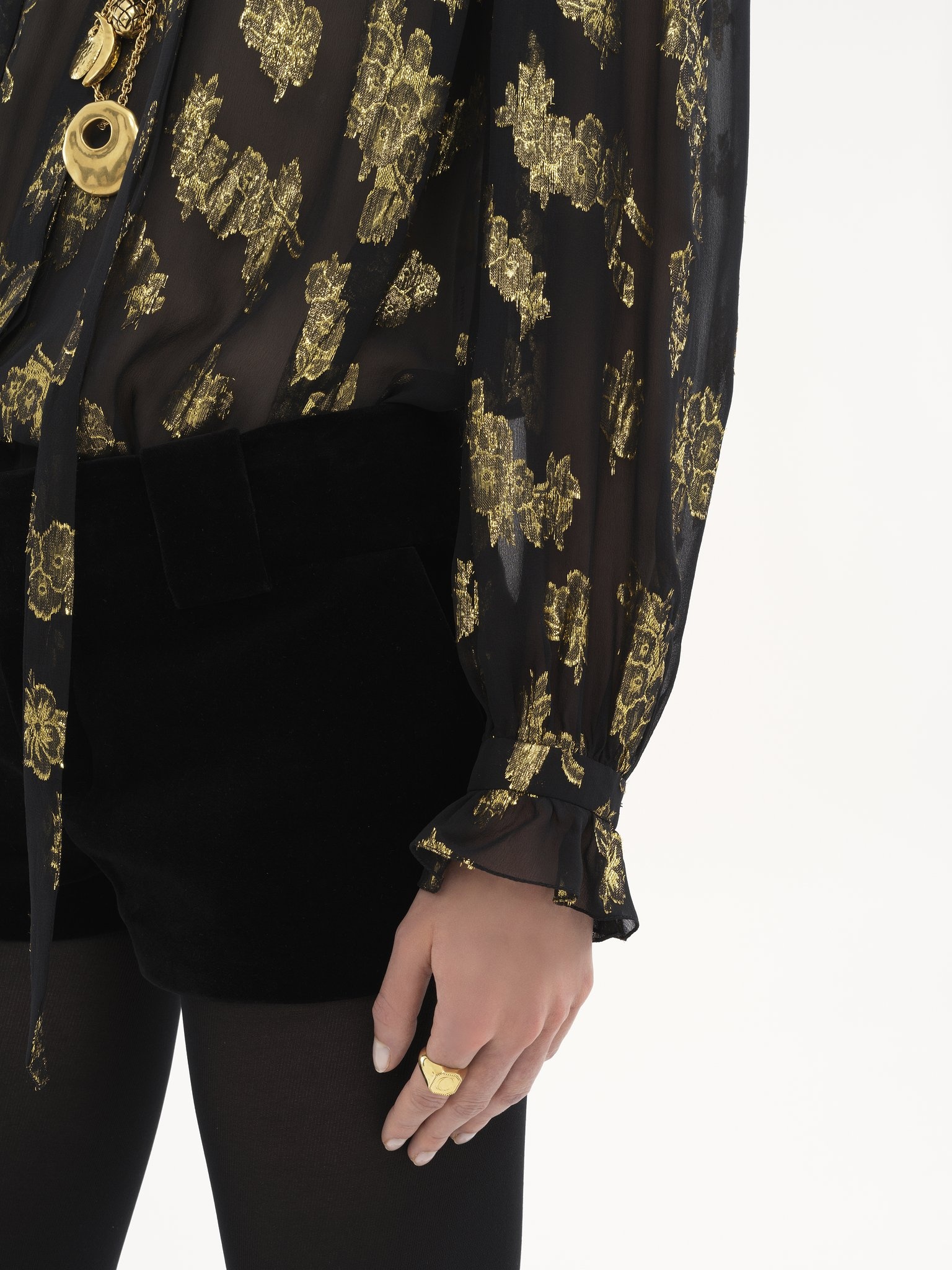 GATHERED BLOUSE IN SILK JACQUARD & LUREX - 6