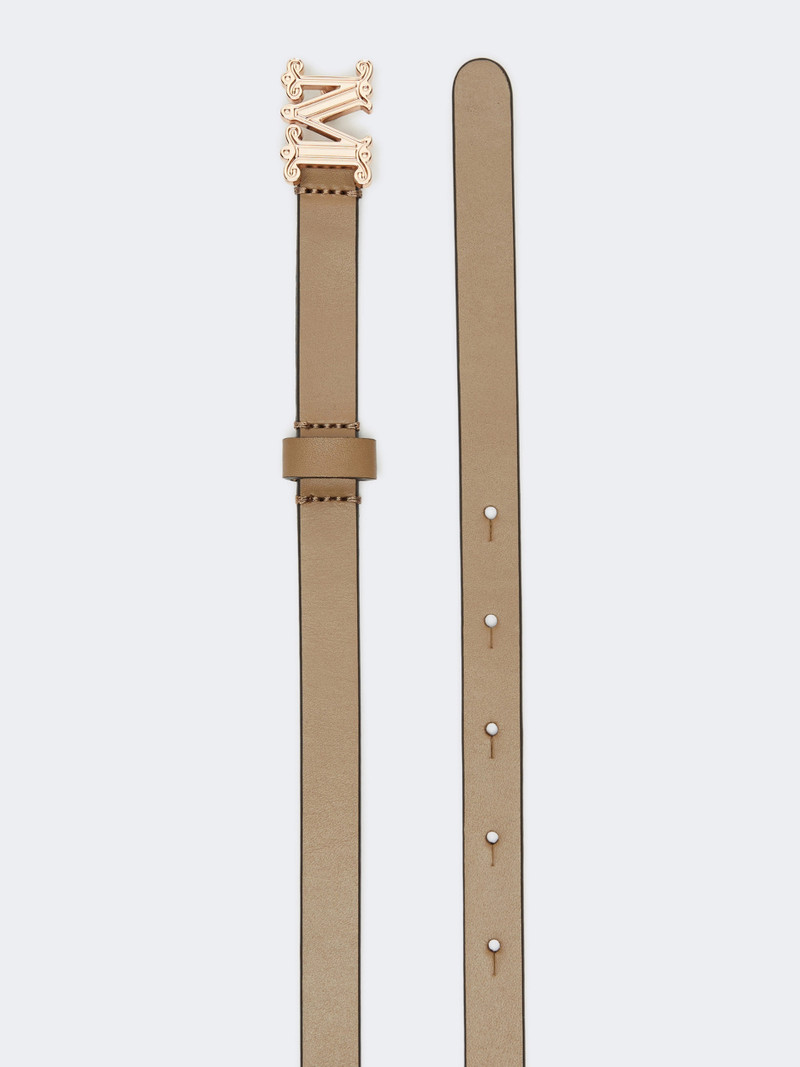 Max Mara MGRAZIATA15 Leather Monogram belt - MUD outlook