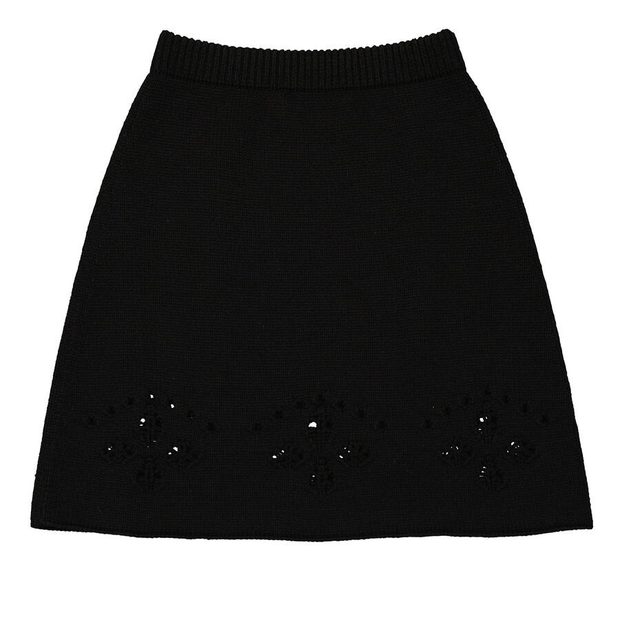 Chloe Ladies Black Pointelle-Knit Wool Miniskirt - 2