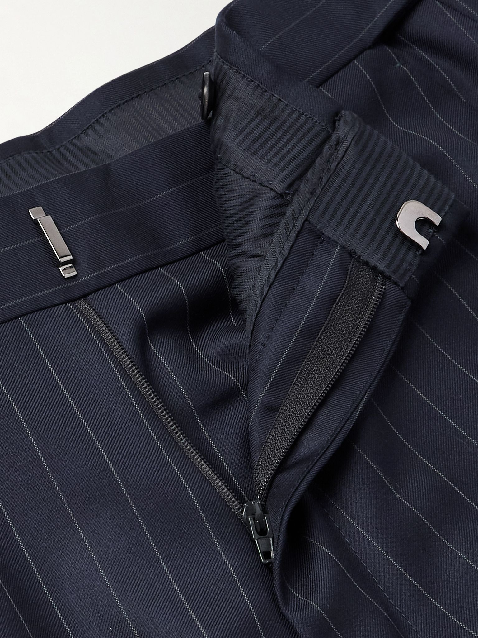 Dyllan Slim-Fit Pinstriped Wool-Twill Suit Trousers Navy - 6