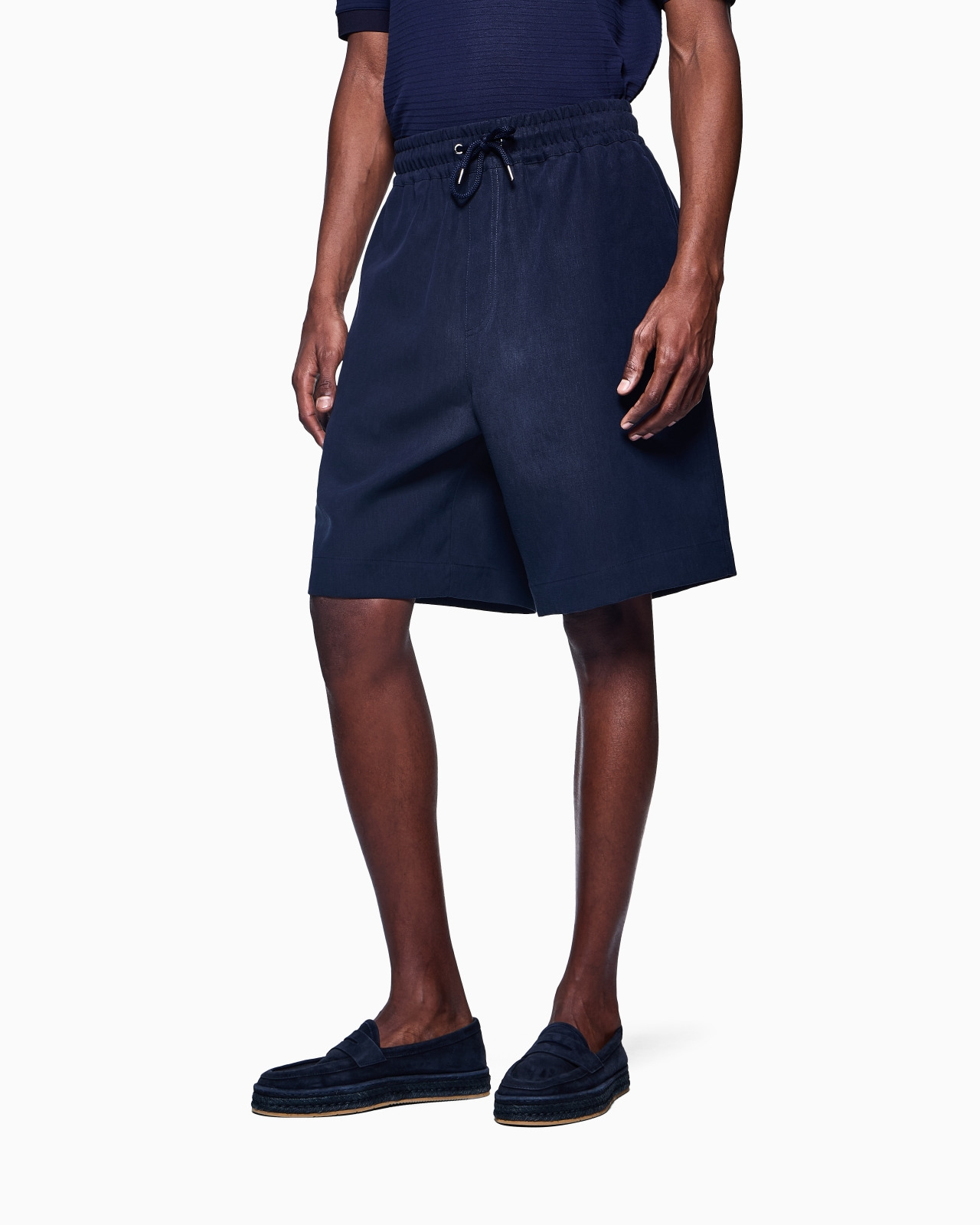 LINEN CANVAS FLAT-FRONT BERMUDA SHORTS - 4
