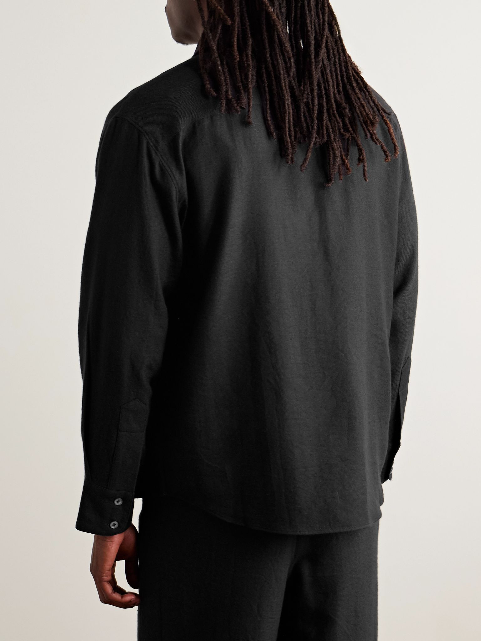 Wool and Cashmere-Blend Twill Shirt Black - 3