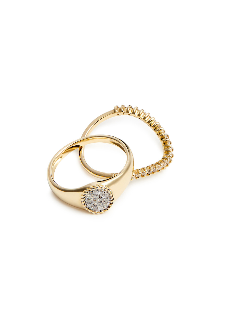 Mini ChevaliÃ¨re Ovale &amp; Bague Vague 9kt gold rings - 3