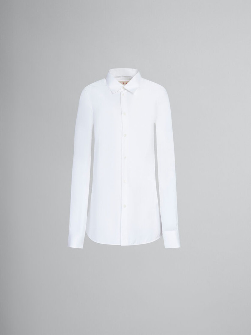 WHITE FITTED POPLIN SHIRT WITH BALLOON SLEEVES 1
