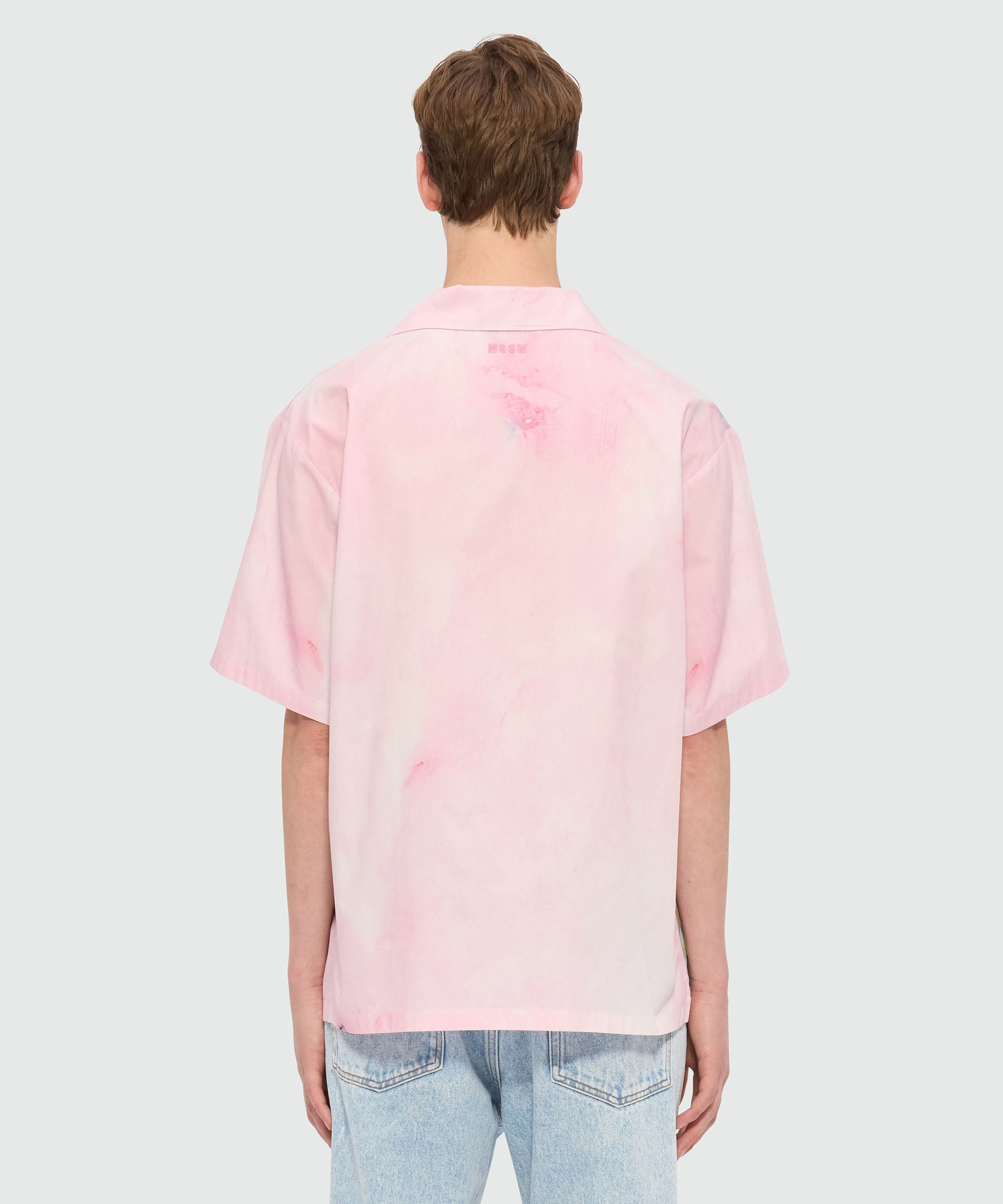 Pink poplin bowling shirt with "The White Rabbit" print - 3
