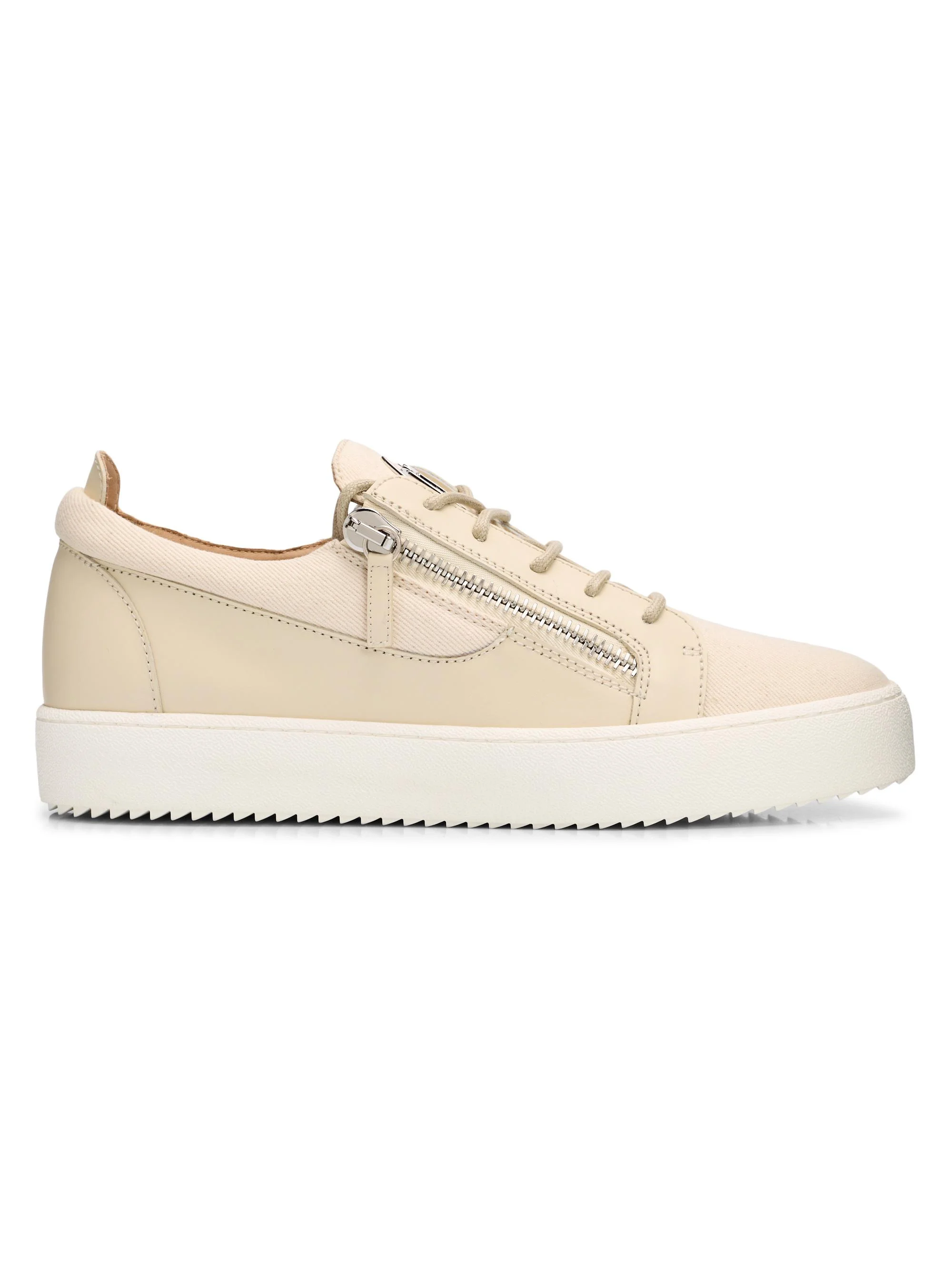 Men's Double-Zip Low-Top Sneakers - Yogurt - 1