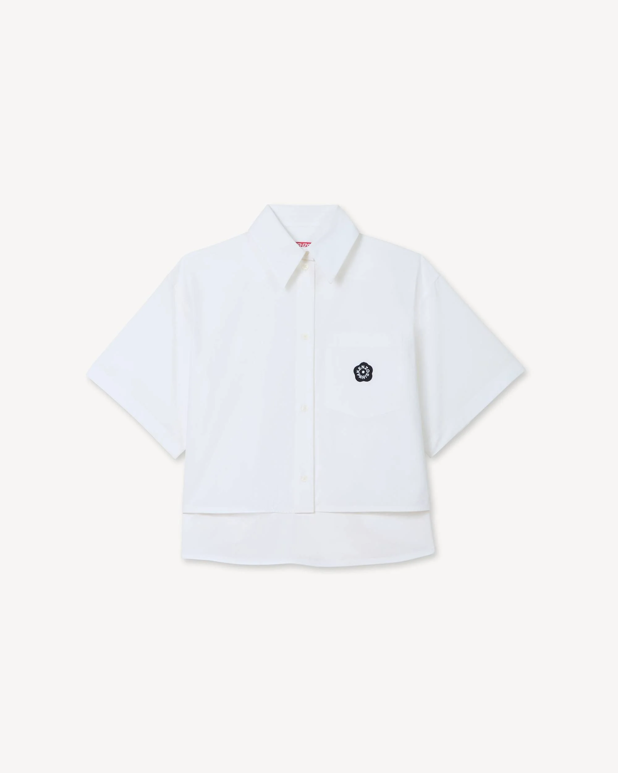 'Boke Flower 2.0' embroidered short slevee shirt in cotton poplin - 1