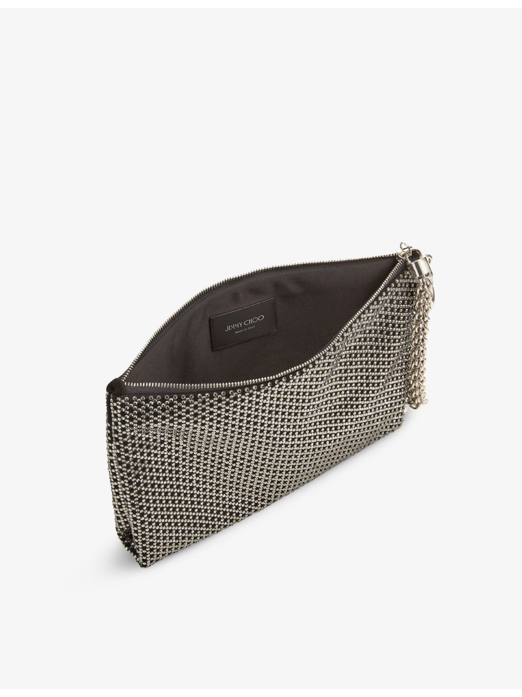 Callie crystal-embellished leather clutch bag - 4