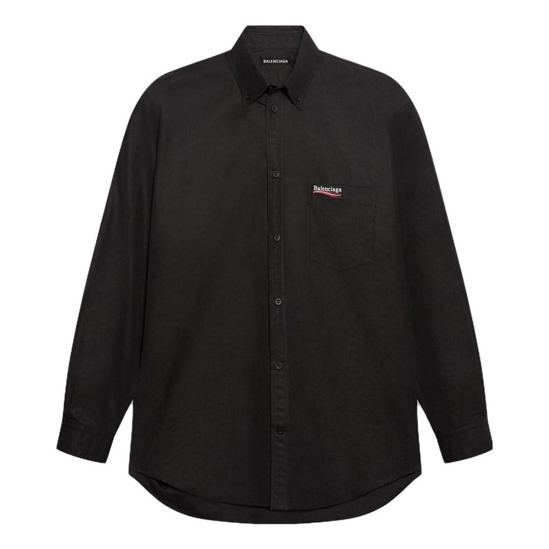 Balenciaga Political Campaign Long Sleeve Shirt 'Black' 621960TYB181000 1