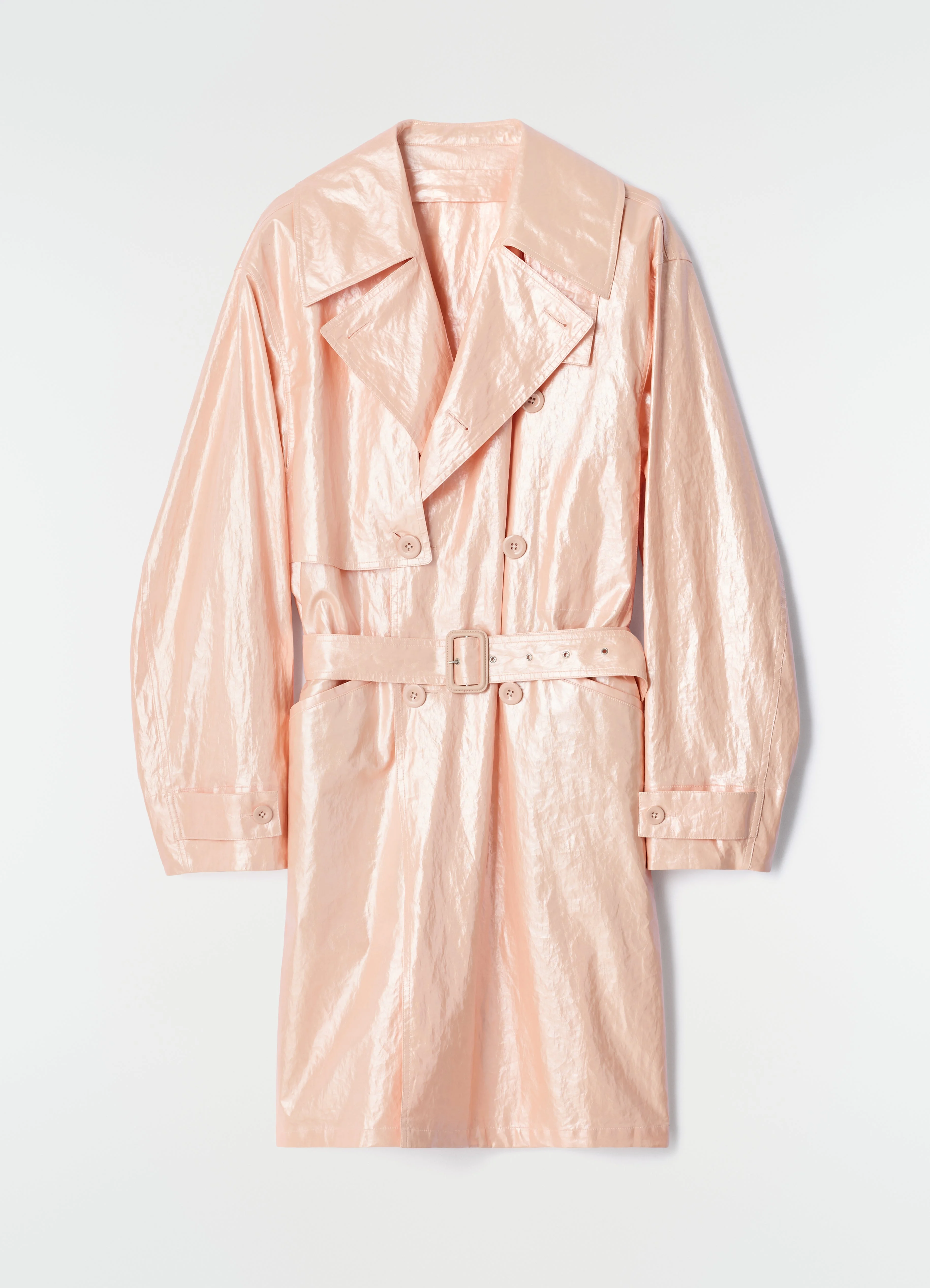 TRENCH COAT IN WATER REPELLENT SHINY COATED LINEN - 1