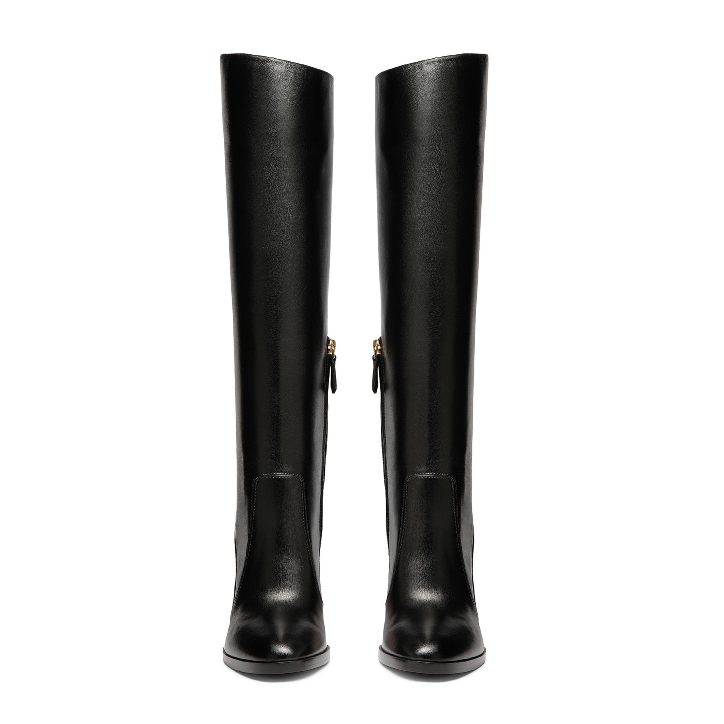 Women's black leather high-heel boot - 4