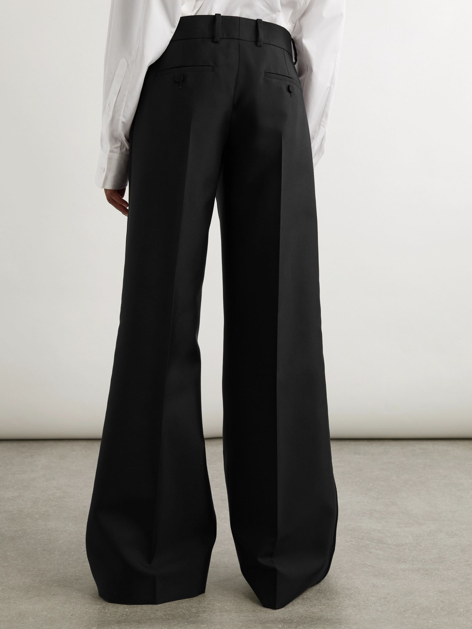 Wool and mohair-blend wide-leg pants Black - 4