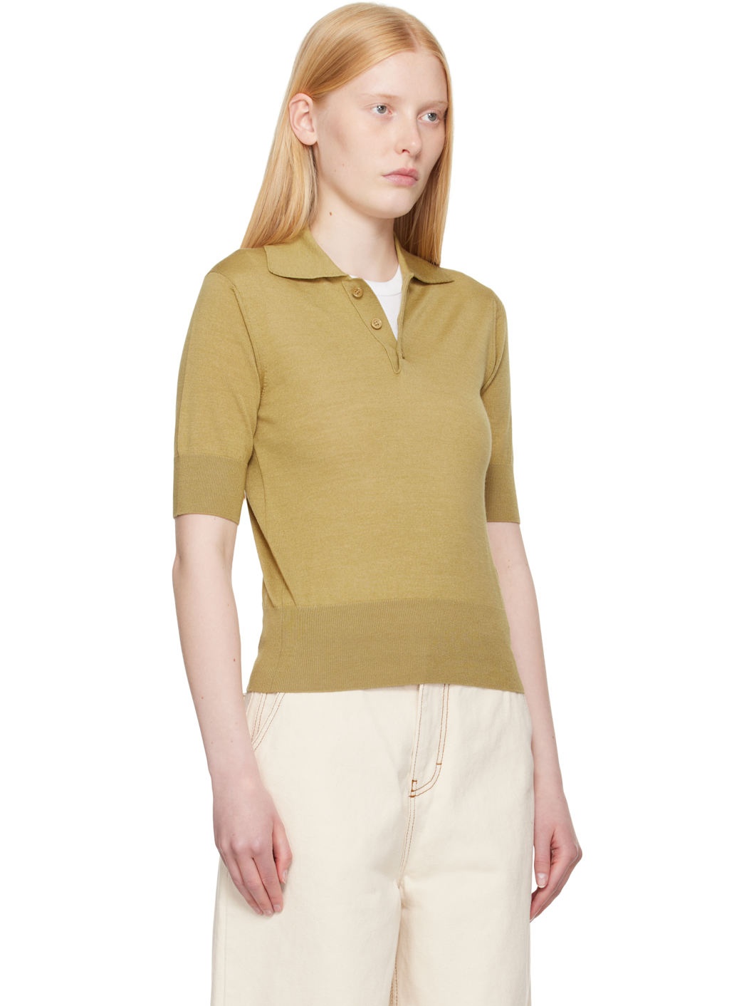 Khaki Wool Tonal Ami de Coeur Polo - 2