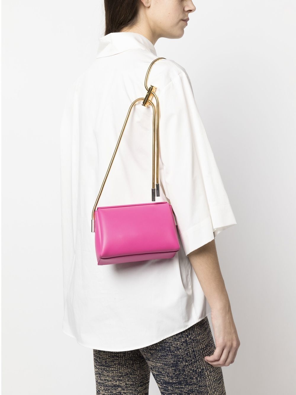 round snake chain leather shoulder bag - 2
