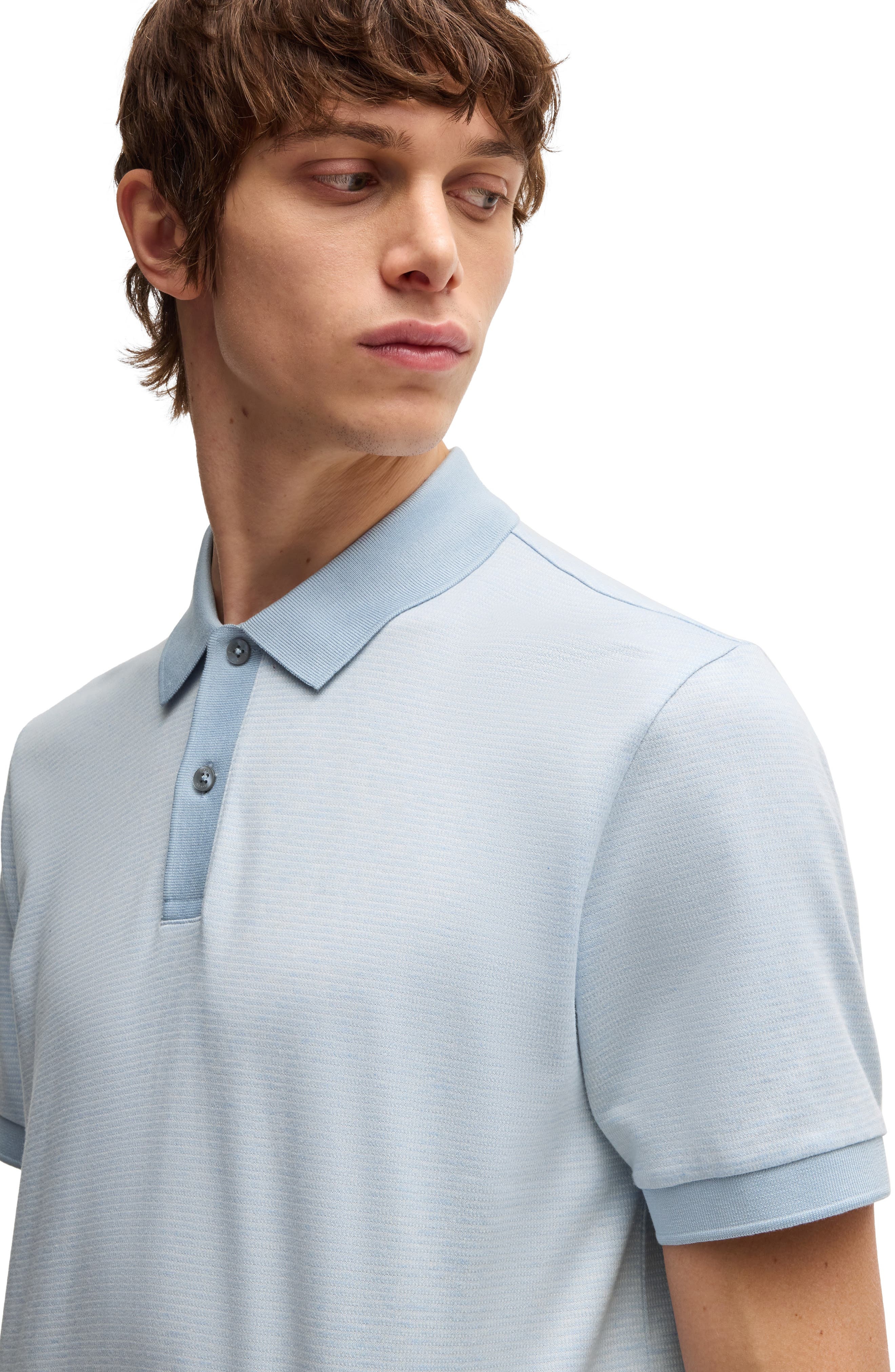 BOSS Parlay Cotton Piqué Polo in Light Blue at Nordstrom - 3