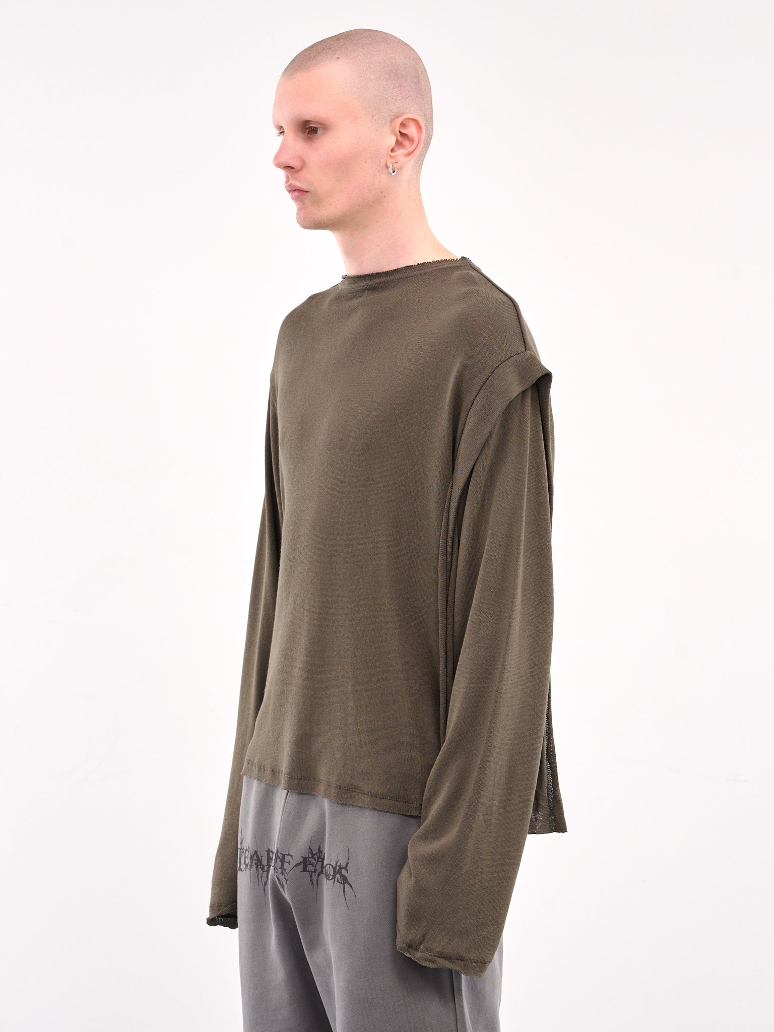 Deconstructed Linen Long Sleeve Tee - 2