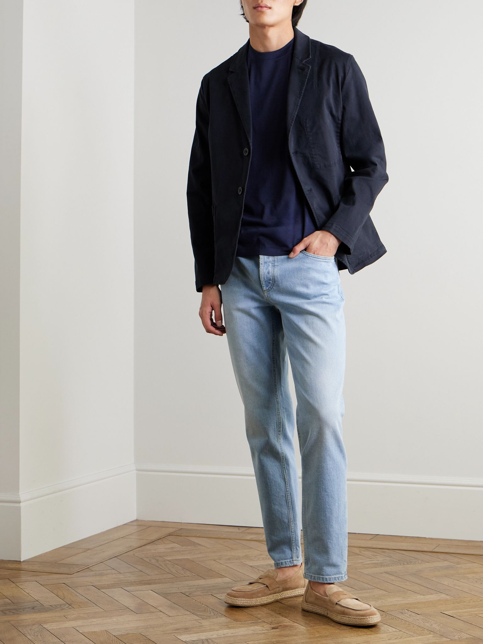 Slim-Fit Straight-Leg Logo-Embroidered Jeans Blue - 2