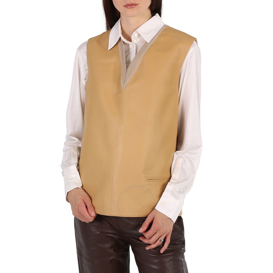 Burberry Bonded Soft Fawn Lambskin And Wool Oversized Vest - 1