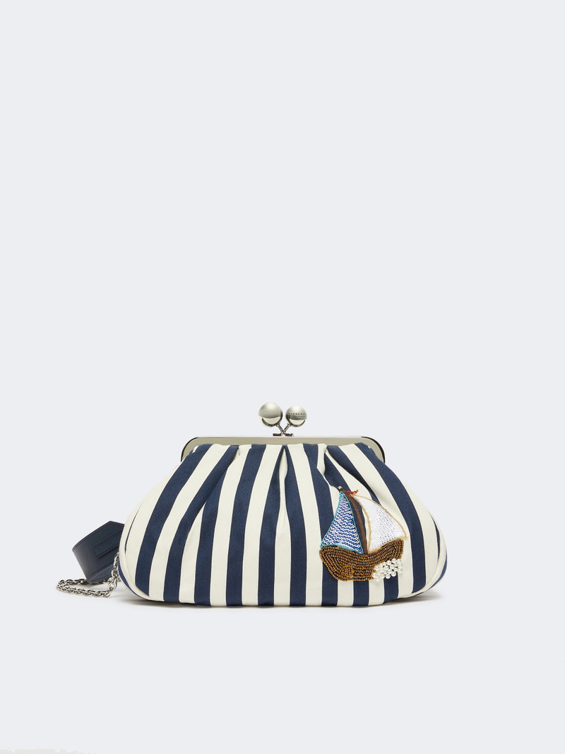 GERUSIA Medium striped cotton Pasticcino bag - CORNFLOWER BLUE 1