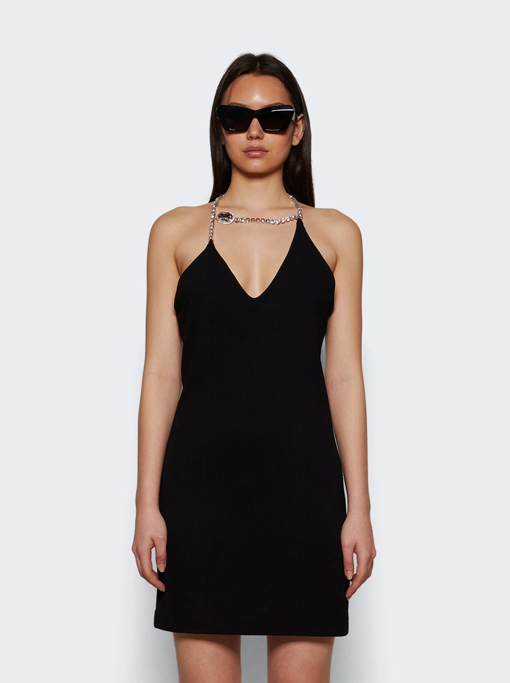 Crystal Halter Mini Dress Black - 2